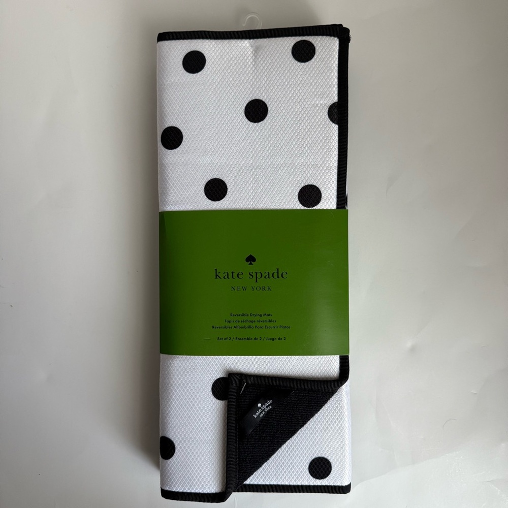 NWT Kate Spade New York Polka Dot Reversible Drying Mats Set of 2